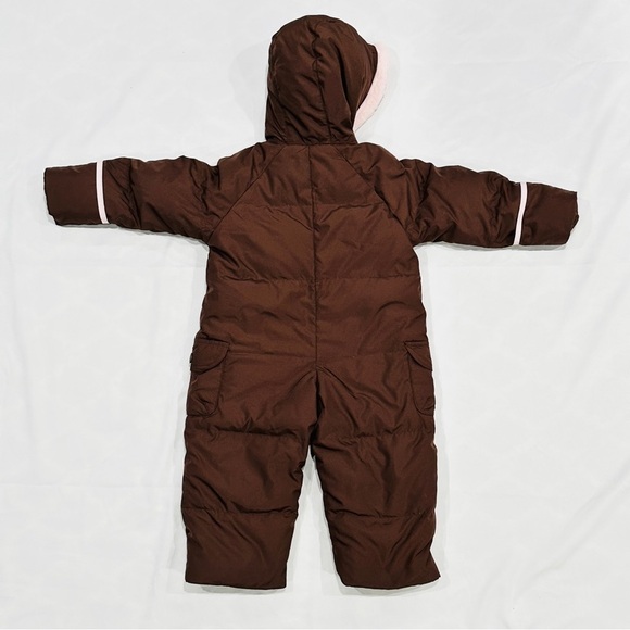 Gap babyGAP Brown Pink Down Filled Bunting Winter Hooded Snowsuit - Picture 6 of 11